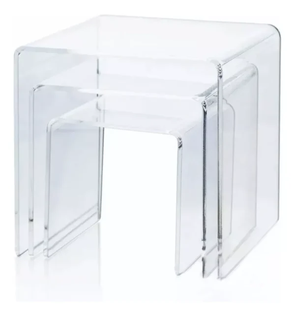 Prateleira Plataforma Acrílico Vitrine 3 Peças Ps Cristal Cor Transparente